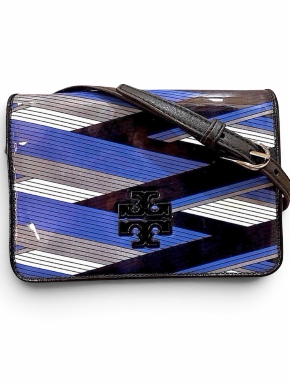 TORY BURCH Britten Patent Leather Crossbody Shoulder Bag  💙🖤🩶